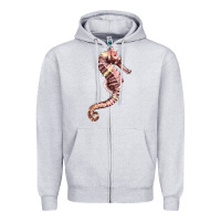Heather Grey pink seahorse Zipper Hoodie - LillyAllenDesigns