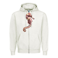 Oatmeal Heather pink seahorse Zipper Hoodie - LillyAllenDesigns