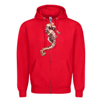 Red pink seahorse Zipper Hoodie - LillyAllenDesigns