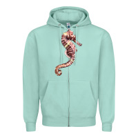 Seafoam pink seahorse Zipper Hoodie - LillyAllenDesigns