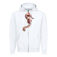 White pink seahorse Zipper Hoodie - LillyAllenDesigns