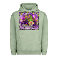 Pigment Oil Green Mardi Gras gnome on the truck Urban Hoodie - NancyCooperArtShop
