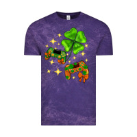 Cloud Purple St. Patrick's Day with game control and clover Vintage Tee - Neo Western