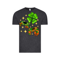 Vintage Black St. Patrick's Day with game control and clover Vintage Tee - Neo Western