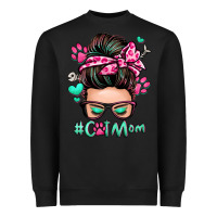 Black cat mom messy bun Heavyweight Sweatshirt - Zillion Design Studio