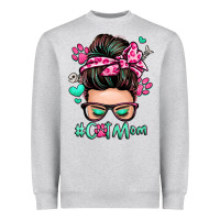 Heather Grey cat mom messy bun Heavyweight Sweatshirt - Zillion Design Studio
