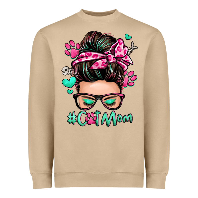 Cat Mom Messy Bun Heavyweight Sweatshirt by Zillion Design Studio | Teevron