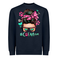 Navy cat mom messy bun Heavyweight Sweatshirt - Zillion Design Studio
