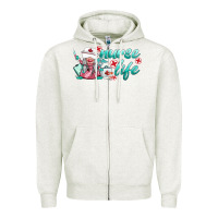 Oatmeal Heather nurse life gnomies Zipper Hoodie - BarkalooDesign