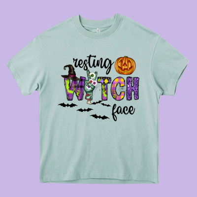 Resting Witch Face Heavy Core Tee Designed By Cowhidedigitalart