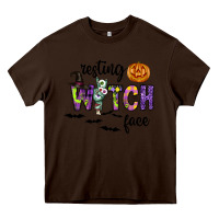 Chocolate Brown Resting Witch Face Heavy Core Tee - CowhideDigitalArt