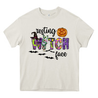 Cream Resting Witch Face Heavy Core Tee - CowhideDigitalArt