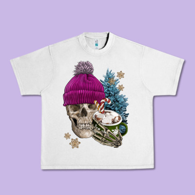 Winter Skeleton Skull Urban Heavy Tee Designed By Fadigitalartstudio
