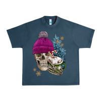 Midnight Navy winter skeleton skull Urban Heavy Tee - FaDigitalArtStudio