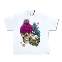 White winter skeleton skull Urban Heavy Tee - FaDigitalArtStudio