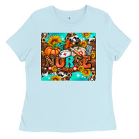 Pumpkin Nurse With Sunflower Ladies Tee | Teevron