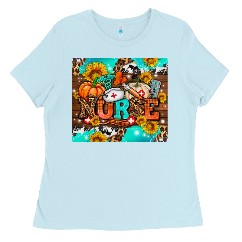 Pumpkin Nurse With Sunflower Ladies Tee by AdoDesignShop | Teevron