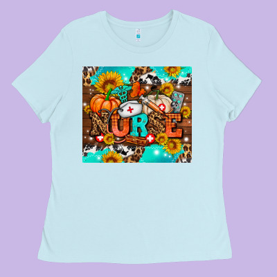 Pumpkin Nurse With Sunflower Ladies Tee Designed By Adodesignshop