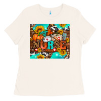 Bone pumpkin nurse with sunflower Ladies Tee - AdoDesignShop