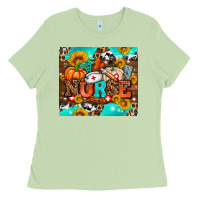 Matcha pumpkin nurse with sunflower Ladies Tee - AdoDesignShop