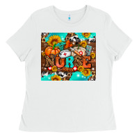 White pumpkin nurse with sunflower Ladies Tee - AdoDesignShop