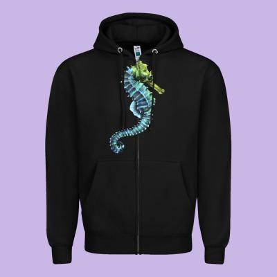 Blue Seahorse Zipper Hoodie Designed By Lillyallendesigns