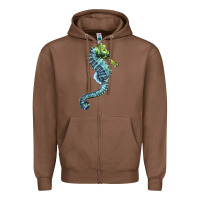 Chestnut Blue Seahorse Zipper Hoodie - LillyAllenDesigns