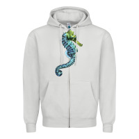 Dove Grey Blue Seahorse Zipper Hoodie - LillyAllenDesigns