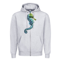 Heather Grey Blue Seahorse Zipper Hoodie - LillyAllenDesigns