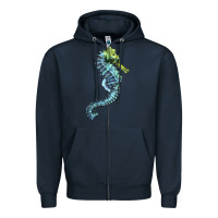 Navy Blue Seahorse Zipper Hoodie - LillyAllenDesigns