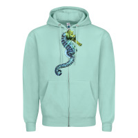 Seafoam Blue Seahorse Zipper Hoodie - LillyAllenDesigns