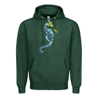 Sports Green Blue Seahorse Zipper Hoodie - LillyAllenDesigns