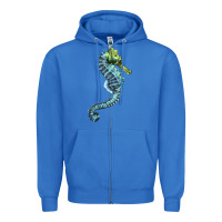 True Royal Blue Seahorse Zipper Hoodie - LillyAllenDesigns