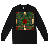 Black christmas candle and ornaments seamless pattern Long Sleeve Tee - BundleAndBundleShop