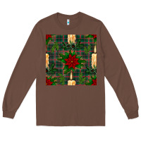 Chestnut christmas candle and ornaments seamless pattern Long Sleeve Tee - BundleAndBundleShop