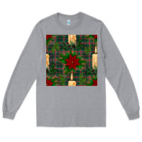 Heather Grey christmas candle and ornaments seamless pattern Long Sleeve Tee - BundleAndBundleShop