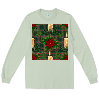 Matcha christmas candle and ornaments seamless pattern Long Sleeve Tee - BundleAndBundleShop