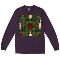 Plum christmas candle and ornaments seamless pattern Long Sleeve Tee - BundleAndBundleShop