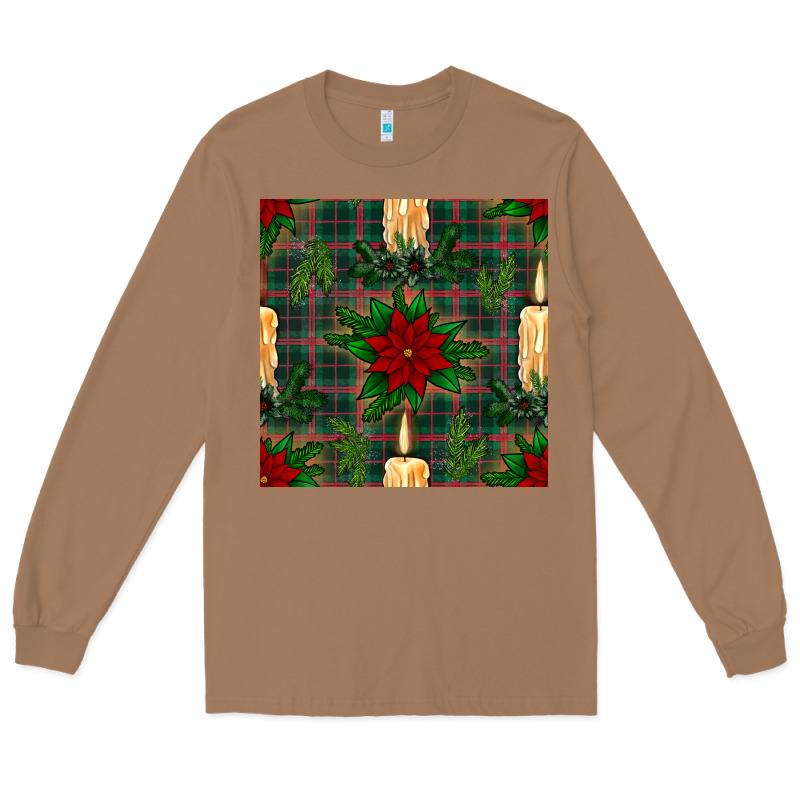 Christmas Candle And Ornaments Seamless Pattern Long Sleeve Tee by BundleAndBundleShop | Teevron