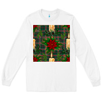 White christmas candle and ornaments seamless pattern Long Sleeve Tee - BundleAndBundleShop