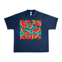 Navy watermelon and sunflowers Urban Heavy Tee - HRA Design Shop