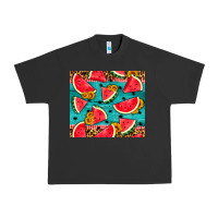 Pigment Black watermelon and sunflowers Urban Heavy Tee - HRA Design Shop