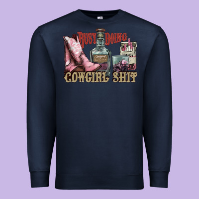 Busy Doing Cowgirl Shit Liquor Boots Cigarette Premium Sweatshirt Designed By Nancycooperartshop