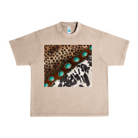 French Oak leopard and cowhide gemstone leather Urban Heavy Tee - BarkalooDesign