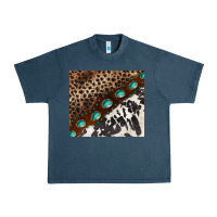 Midnight Navy leopard and cowhide gemstone leather Urban Heavy Tee - BarkalooDesign