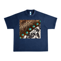 Navy leopard and cowhide gemstone leather Urban Heavy Tee - BarkalooDesign