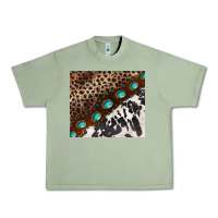 Oil Green leopard and cowhide gemstone leather Urban Heavy Tee - BarkalooDesign