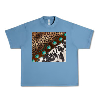 Pebble Blue leopard and cowhide gemstone leather Urban Heavy Tee - BarkalooDesign