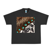 Pigment Black leopard and cowhide gemstone leather Urban Heavy Tee - BarkalooDesign