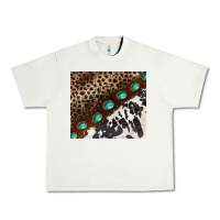 Pistachio leopard and cowhide gemstone leather Urban Heavy Tee - BarkalooDesign